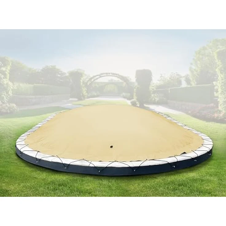 AirDeluxe Pool-Abdeckplane Oval, aufblasbare Winterabdeckung aus reißfester PVC-Plane, inklusive 26-42 Bodenanker und Expanderseil – Bild 1