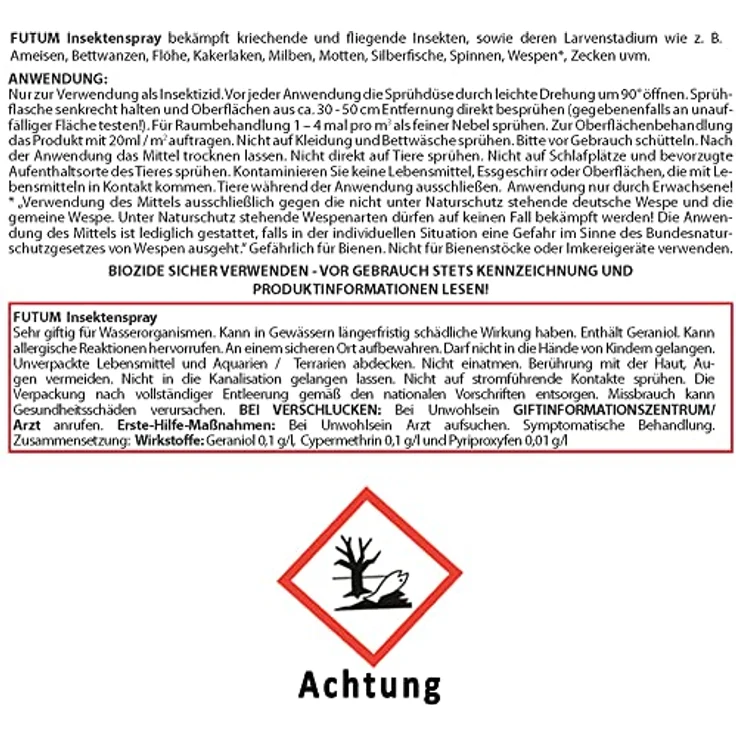 Futum Bettwanzen Spray Floh-Spray 500ml - Hochwirksames Insekten Spray, Larven & Eier bekämpfen Innen & Außen mit Langzeitwirkung – Bild 2