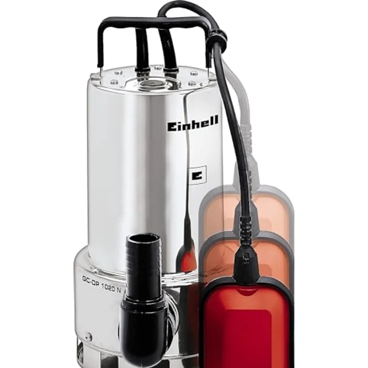 Einhell Schmutzwasserpumpe GC-DP 1020 N (1000W, Ø20mm Fremdkörper, 18.000L-h Förderleistung, Schwimmerschalter, Tragegriff, inkl. Universalanschlüsse) Tauchpumpe – Bild 6