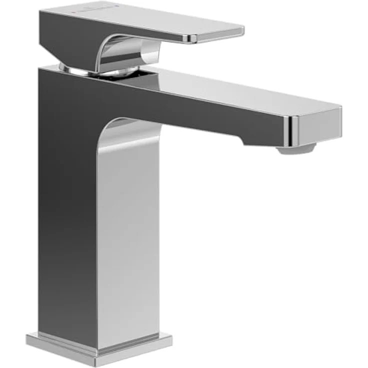 Villeroy & Boch Architectura Square Waschtischarmatur, Wasserhahn Bad mit Zugstange und Keramikkartusche, Waschbeckenarmatur wassersparend, Auslauf Höhe 113mm, eckig, Chrom – Bild 1