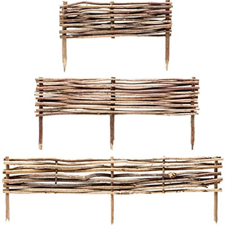 BooGardi Beeteinfassung Holz · in 3 Größen · 20 x 60 cm 5er Set Haselnuss Beeteingrenzung · Steckzaun zur Beetumrandung · Garten Wegabtrennung – Bild 2