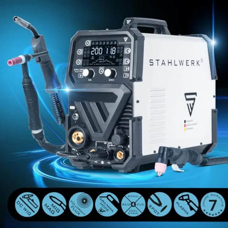 STAHLWERK CTM-250 Puls Pro, 6-in-1 Schutzgasschweißgerät mit 200 Ampere und Plasmaschneider, IP21S, 15,7 kg – Bild 3