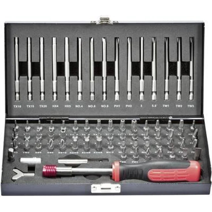 TOOLCRAFT HT02183 820952 Bit-Set 75teilig Schlitz, Innen-Sechskant, Clutch, Tri-Wing, TORQ, Innen-Vielzahn (XZN), Kreuz – Bild 4
