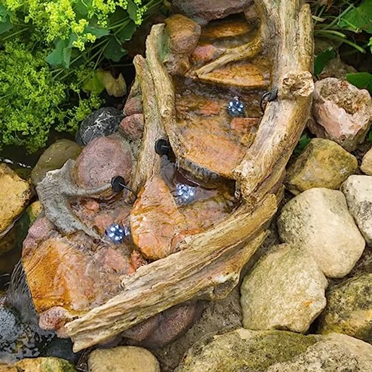 Ubbink REVETÓN Wasserfallelement, Bachlauf, Baumstammnachbildung inkl. LED – Bild 7