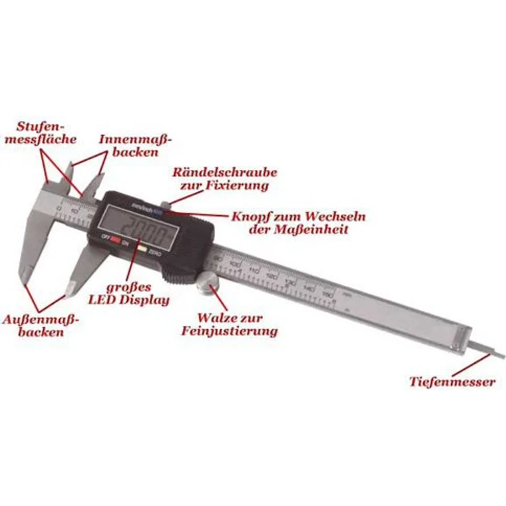 Mauk digitaler Messschieber 0-150 mm LCD Display inch/mm Schieblehre inkl. Case – Bild 5