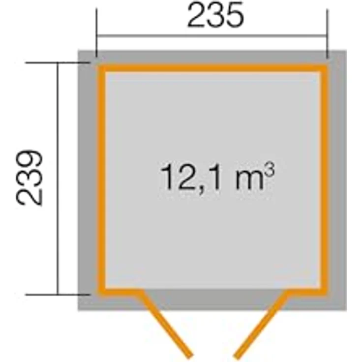 Weka Gartenhaus 264 Gr. 2, 21 mm, natur, BxT: 263x285 cm, Massivholz-Pultdach, Nordisches Fichtenholz, Große Massivholz-Doppeltür, Zwei Oberlichter – Bild 3