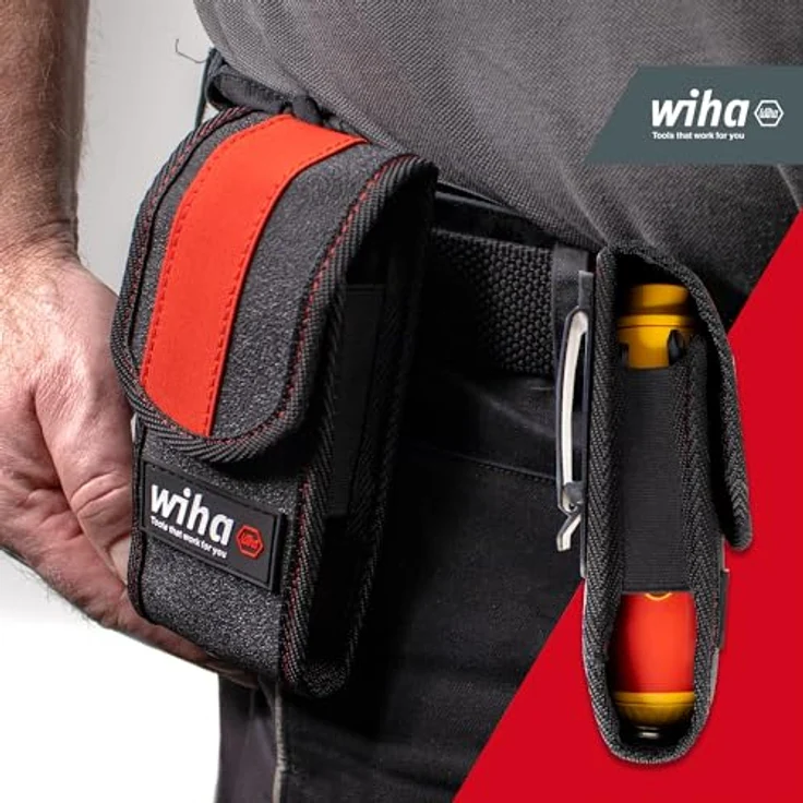 Wiha Gürteltasche für E-Schraubendreher speedE® (44367) – Werkzeugtasche mit Platz für 1 E-Schraubendreher und 4 slimBits, inklusive Cliphalterung – Bild 4