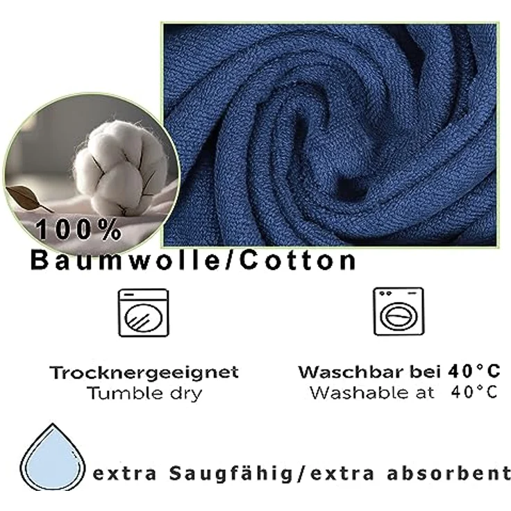 Betz Hundehandtuch extra saugfähig & schnelltrocknend Haustierhandtuch mit Klettverschluss 100% Baumwolle Hunde Bademantel Blau Größe M – Bild 3