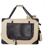 Zedelmaier Faltbare Hundebox | Transportbox für Hund & Katze | Hundebox Auto | Faltbarer Hundekäfig für (M - 39.5 x 61 x38 cm, Beige)