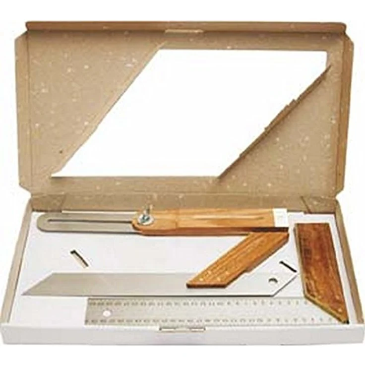 Hedue Tischler-Set A031, Winkelmesser mit Edelstahlblatt und Nussbaumholzgriffen, 300 mm, präzise Winkelgenauigkeit 0,06° – Bild 4