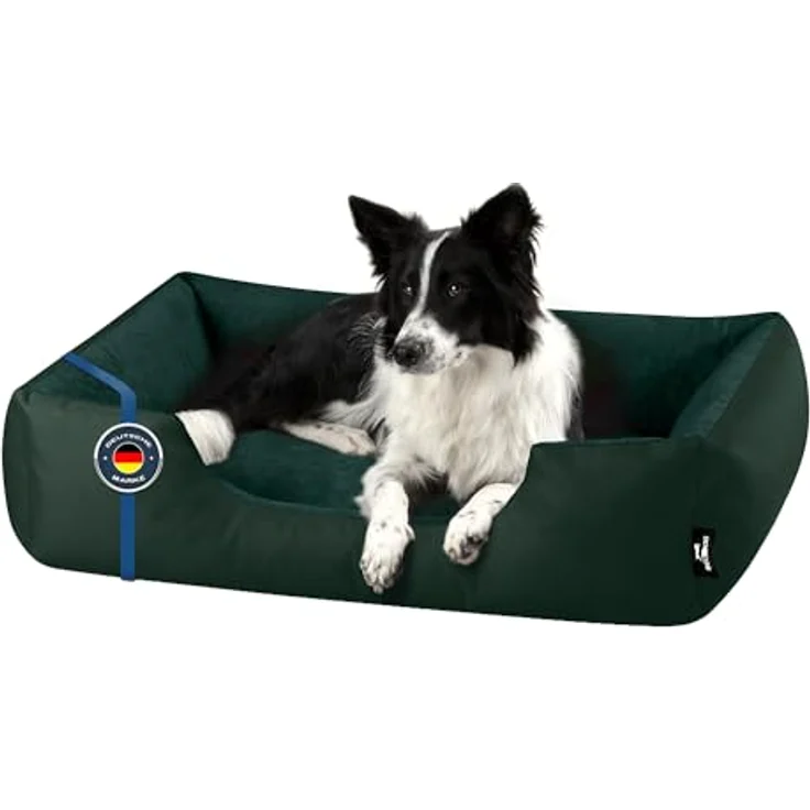 BedDog Hundebett ZARA, Hundekissen mit abziehbarem waschbaren Bezug, Hundekorb, Hundesofa, für mittel-große Hunde, XL, Cordura und Microfaser-Velours, grau – Bild 1