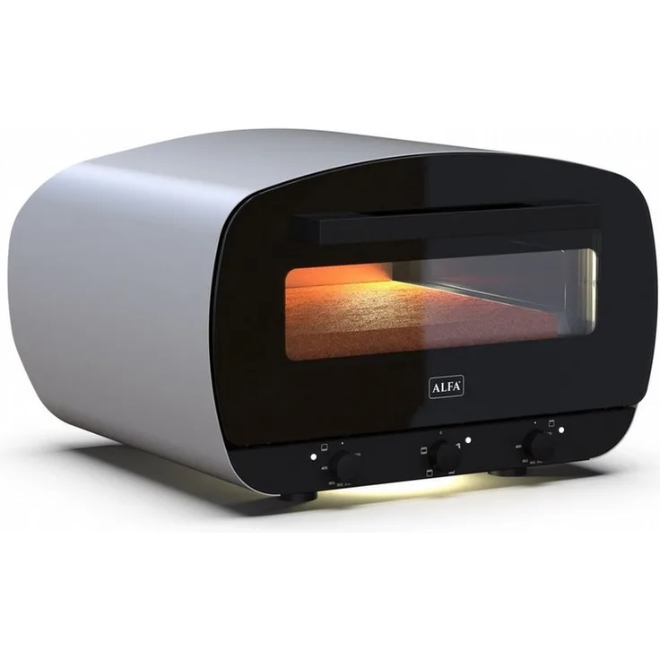 Alfa Forni Elektro Pizzaofen URBE, 400°C hohe Temperatur, 40x40 cm Kochfläche, Hellgrau (RAL 7042)