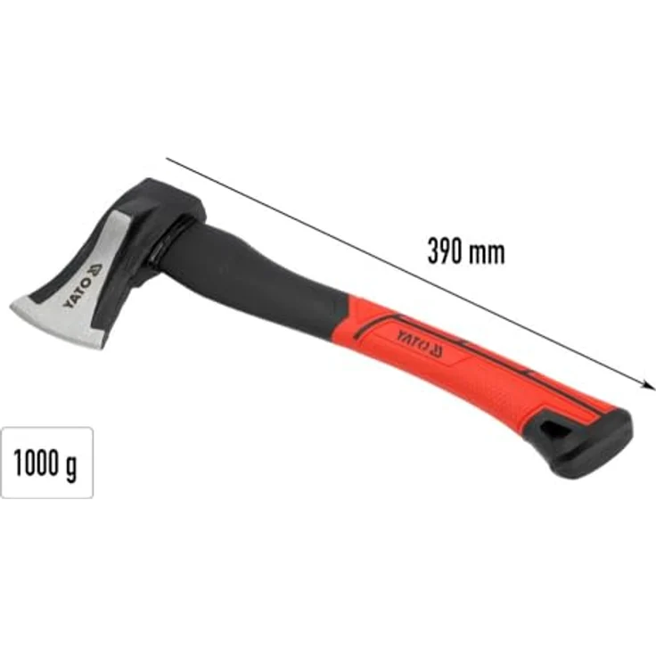 TRIZERATOP Spaltaxt, Handbeil 1000g aus gehärtetem C45-Stahl, mit glasfaserverstärktem Kunststoffgriff, ideal für Holzspaltung bis 18 cm – Bild 2