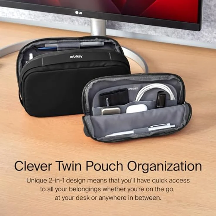 Orbitkey 2-in-1 Tech-Tasche, Schwarz - herausnehmbare Innenaufbewahrung, integriertes Klappfeld, erweiterbarer Stauraum, aus recycelten Materialien – Bild 2