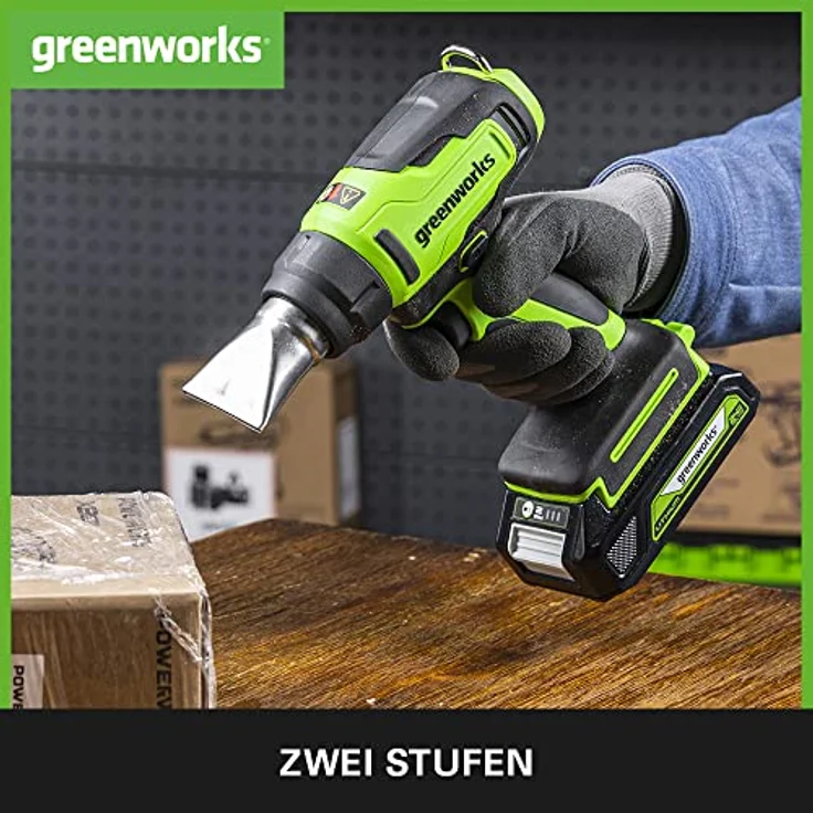 Greenworks G24HG Akku Heißluftpistole, schnelles Aufheizen in 9 Sekunden, 200L/Min 2 Stufen, 3 Düsen, ohne 24V Akku & Ladegerät, 3 Jahre Garantie – Bild 3