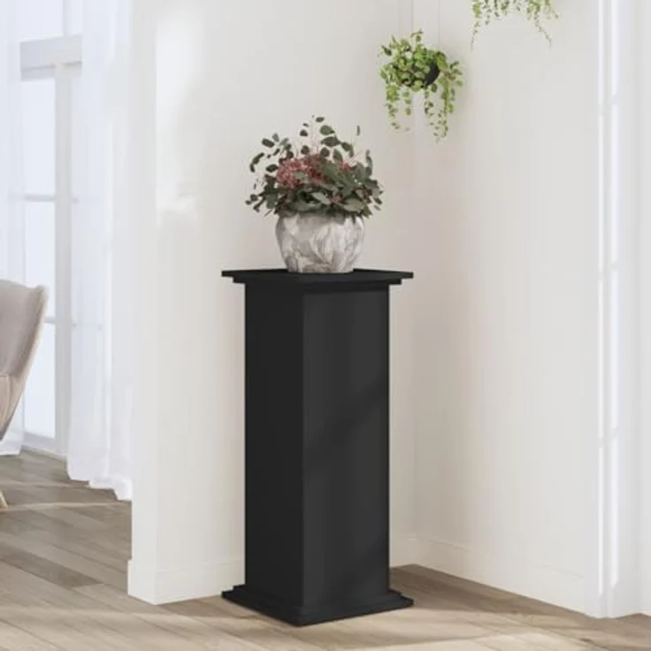 vidaXL Blumenständer Pflanzenständer Schwarz 33x33x80 cm Holzwerkstoff (1 St) - Stabiler und langlebiger Pflanzenständer, einfache Reinigung, zeitloses Design – Bild 2