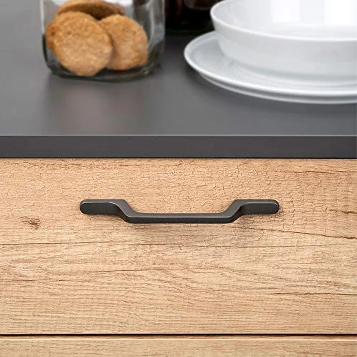 Emuca Möbelgriff, Achsabstand 160 mm, Länge 225 mm, Aluminium dunkelgrau, 5 Stück – Bild 4