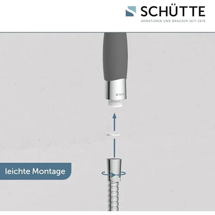 Schütte Handbrause VITAL, mit 4 Strahlarten, rutschfestem Griff, Duschbrause, Chrom/Schwarz – Bild 4