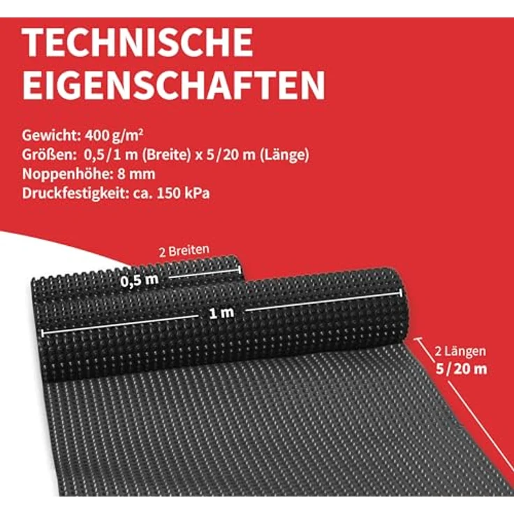 Onduline FONDALINE 400 Noppenbahn Hochbeetfolie, 0,5m x 5m, druck- und wurzelfest, optimale Luftzirkulation – Bild 7
