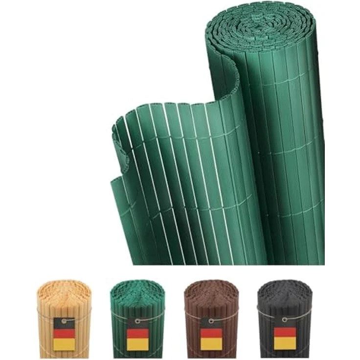 paramondo PVC Sichtschutzmatte 150 x 300 cm, dreifach verstärkt, wetterfest mit strukturierter Oberfläche, Grün – Bild 1
