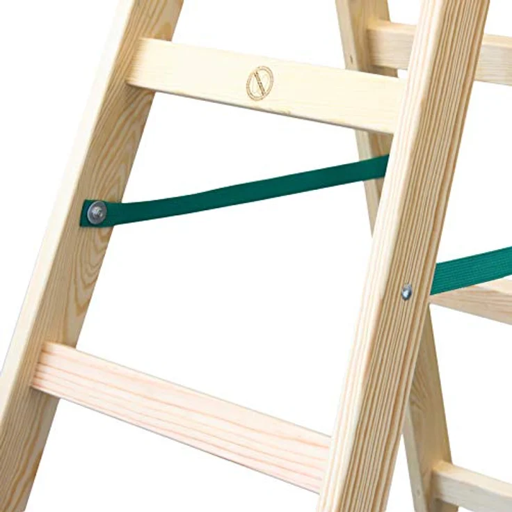 Verdone Holzleiter Standard 2x4 Stufen 150kg klappbare Malerleiter Doppelstufenleiter, astfreies Massivholz, imprägniert, Eimerhaken, 124 cm - blau – Bild 5
