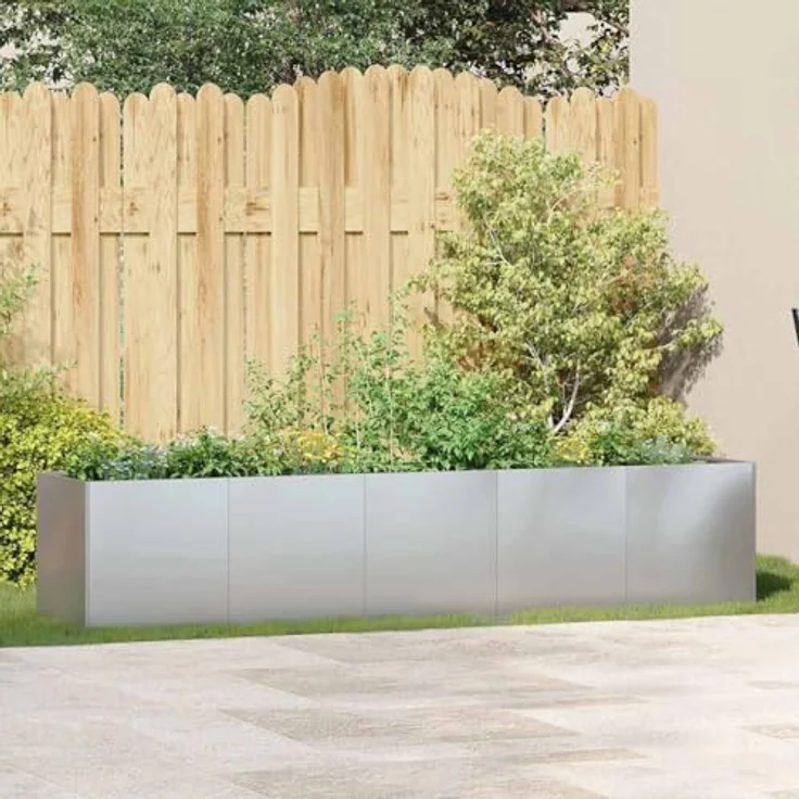 vidaXL Pflanzkübel 200x40x40 cm Verzinkter Stahl, Garten-Garten-Pflanzkübel, Hochbeet - Stilvolles Pflanzgefäß für den Außenbereich – Bild 3