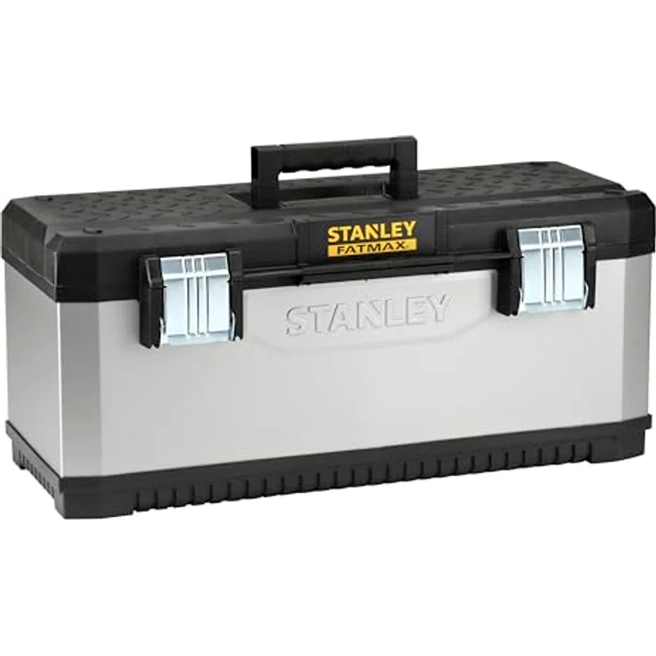 Stanley FatMax Werkzeugbox - Werkzeugkoffer (26'', 66x29x30cm, herausnehmbare Trage, stabiler Koffer mit Aussparung, Werkzeugkasten mit Bi-Material Griff und FatMax-Logo) 1-95-617 – Bild 2