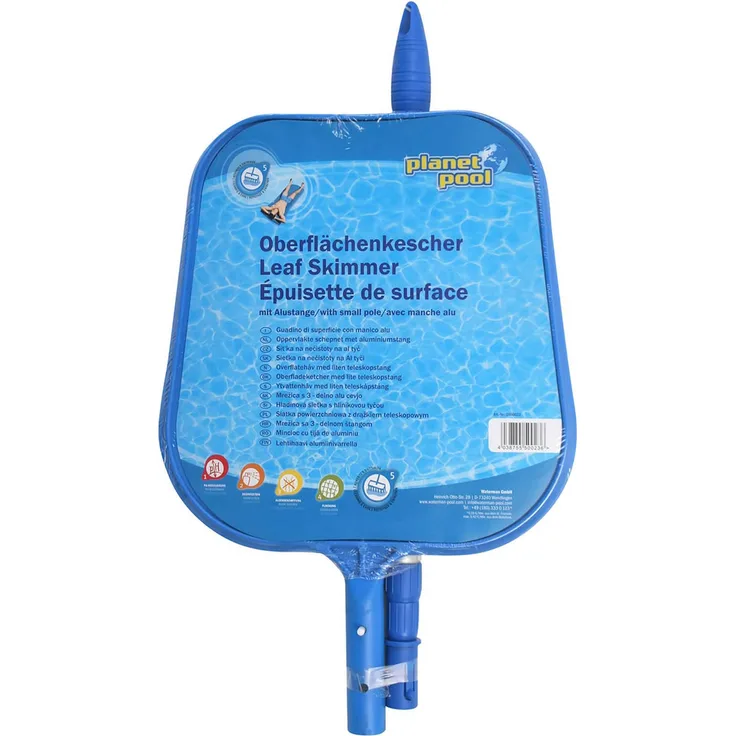 Planet Pool Oberflächenkescher mit Alu-Teleskopstange (3-teilig) 1,20 m, aluminiumverstärkt und robust