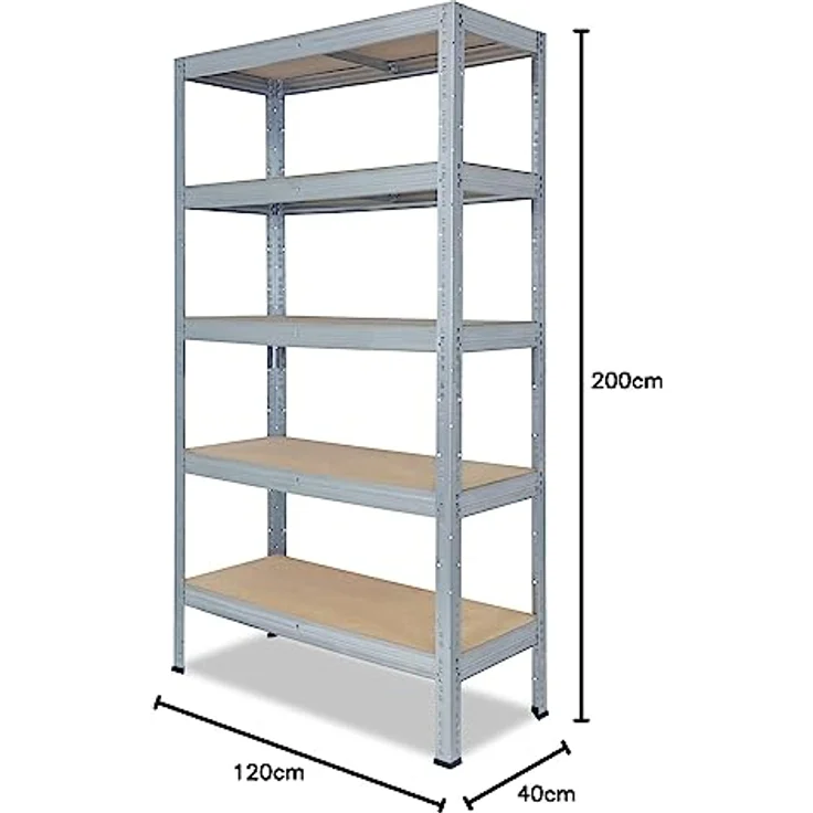 PROFI Steckregal 200x120x40 cm verzinkt mit 5 Böden - Shelfplaza – Bild 2