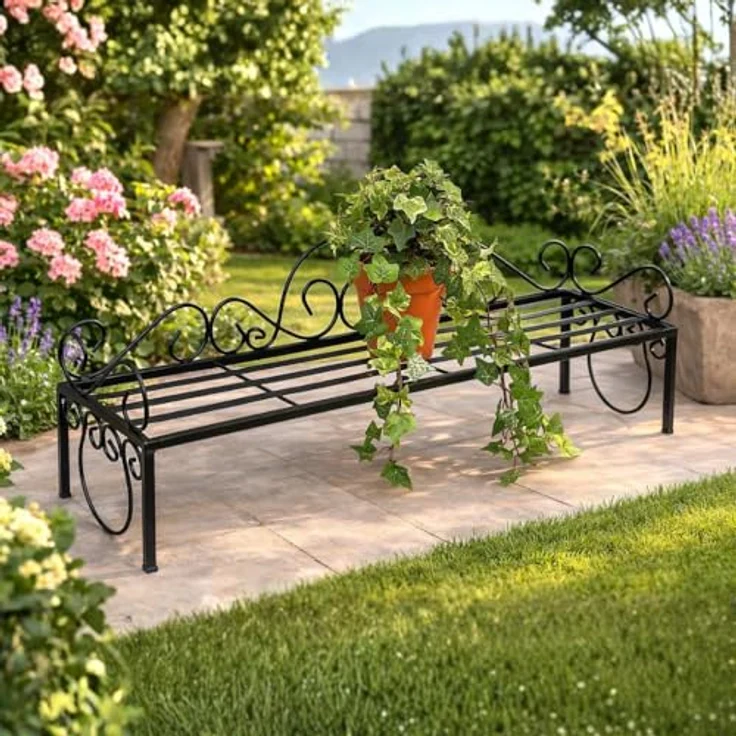 Blumenregal Metall Schwarz 75 cm Blumenständer Mi Blumenbank Blumentreppe Pflanzentreppe Blumenhocker Pflanzenständer - Dandibo – Bild 4
