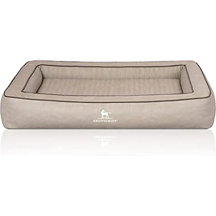 Knuffelwuff Orthopädisches Hundebett aus Laser gestepptem Kunstleder Montego XXL 120 x 100cm Grau - Formstabil, gelenkschonend, einfach zu reinigen – Bild 2