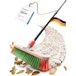 Novaliv Kehrbesen mit Teleskopstiel, Allzweckbesen für drinnen und draußen, 91-152 cm, schwarz, Holzbürste mit Elaston-Borsten, 45 cm breit