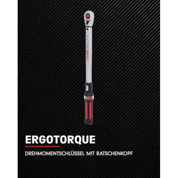 KS Tools 516.6542 Aktion 1-2'' ERGOTORQUEprecision Ratschen-Drehmomentschlüssel, 20-200Nm, rot – Bild 2