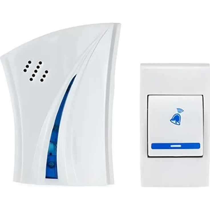 Retoo Funkklingel, Türklingel Kabellose Funk Set, Aussen Wasserdicht Klingel Batteriebetrieben mit Reichweite 100m, 32 Melodien, Haustür Klingel mit Plug-in-Empfänger, Tür Klingel, Weiß