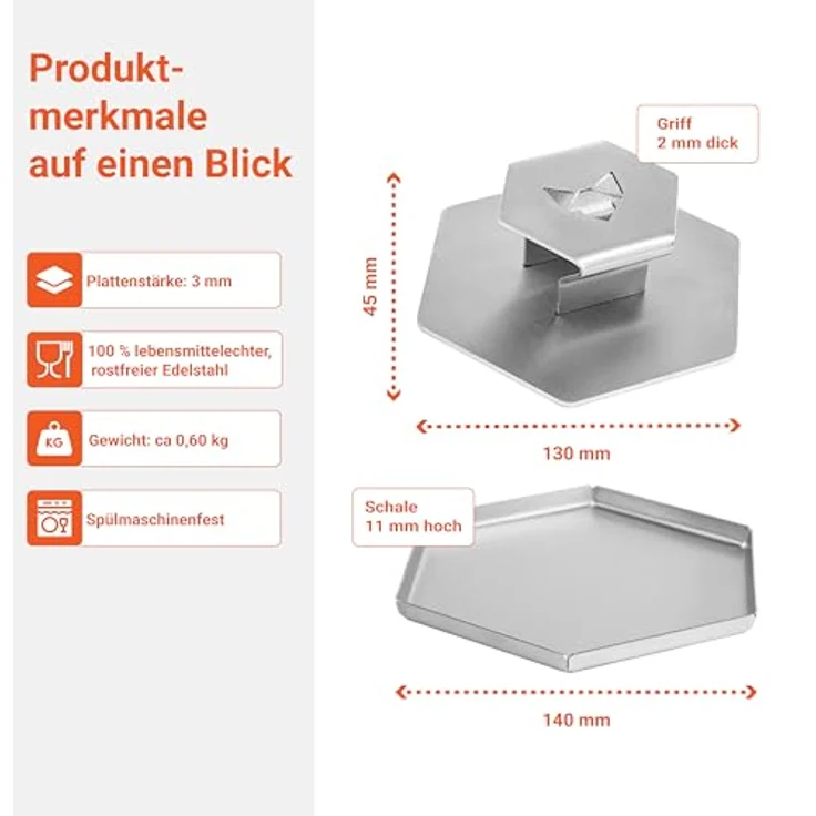 FENNEK SMASHER - Hochwertige Grillpresse aus Edelstahl - 160x140x46mm – Bild 3