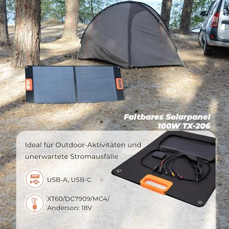Technaxx TX-206, Solarpanel 100W mit hohem Wirkungsgrad, faltbar, mit Adapterkabel für Powerstations, 4 kg – Bild 6