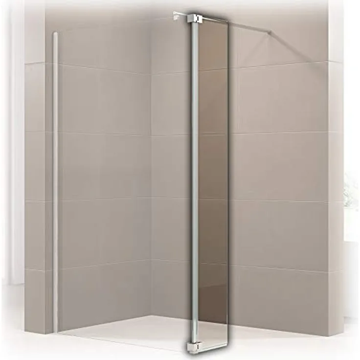 BERNSTEIN Seitenelement Spritzschutz Echtglas NT106, Duschzubehör für Walk-In Dusche, Klarglas, 200 cm hoch, 30 cm breit, ESG-Hartglas mit Nanobeschichtung, Edelstahl-Scharniere