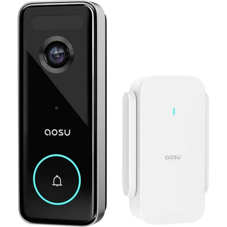 Aosu Video-Türsprechanlage Video Doorbell Ultra V8S0.GAEU01000, 5MP Ultra HD, 166° Sichtfeld, 180 Tage Akkulaufzeit, 8-GB-Speicher, kompatibel mit Alexa und Google Assistant