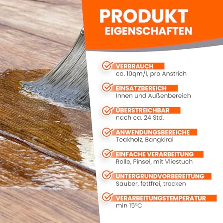 BEKATEQ Teaköl BE-205, 10 Liter farblos, Holzpflege & Imprägnierung für Teak- und Bangkiraiholz, wetterfest, lösemittelfrei, schmutzabweisend – Bild 2