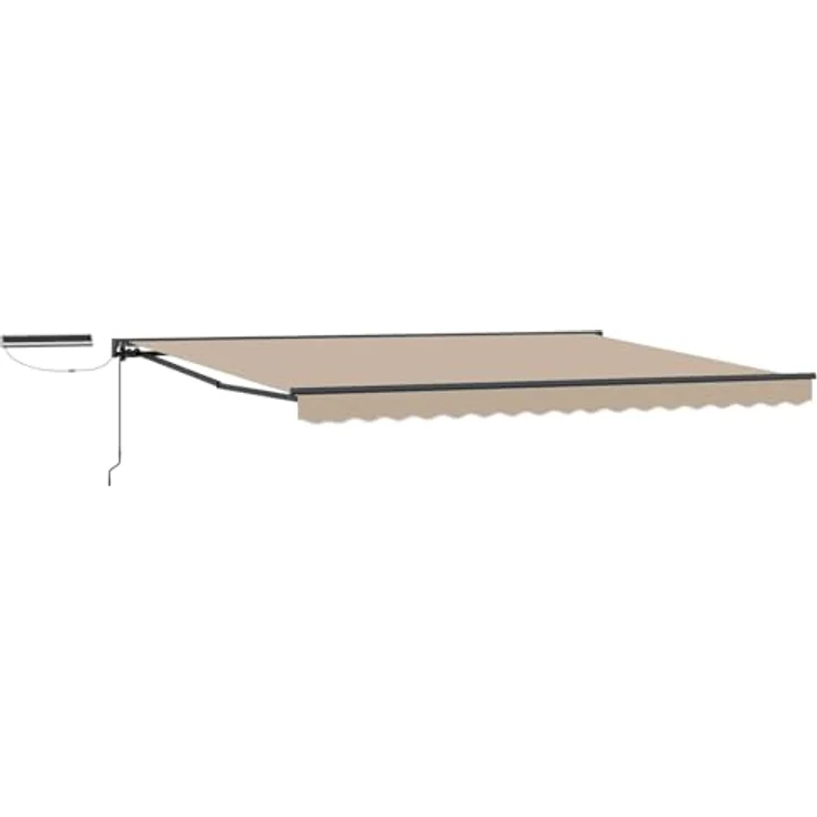 vidaXL Elektrische ausziehbare Markise Beige 5 x 3 m, wetterbeständig mit Fernbedienung und Halbkassetten-Design – Bild 1