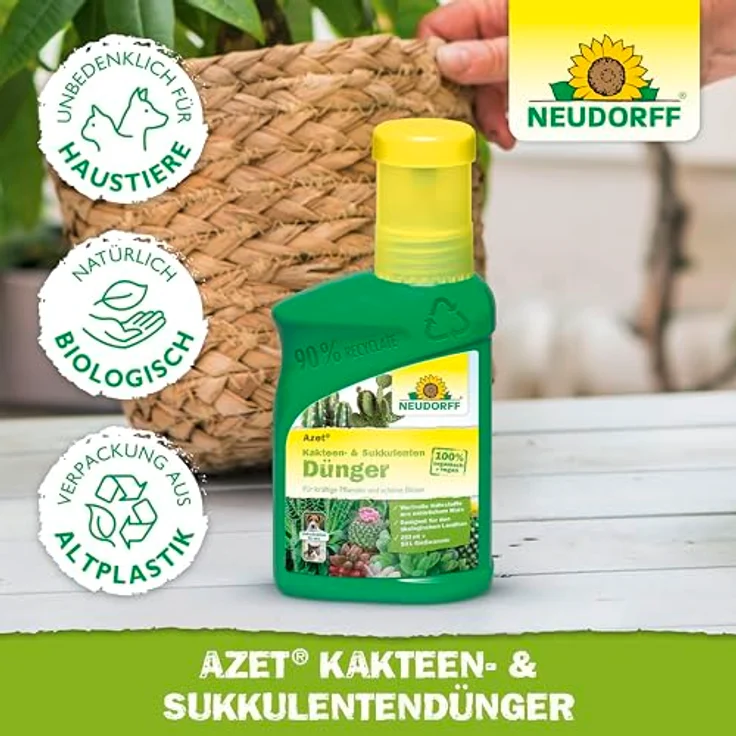 Neudorff Azet Kakteen- & SukkulentenDünger, Bio Dünger 250 ml für 50L Gießwasser, 100 % organisch und vegan mit Dosierbecher – Bild 6
