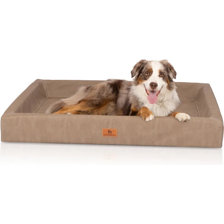Knuffelwuff Tierbett Hundebett Austin, Orthopädisch, Kunstleder, Braun - Preisvergleich – Bild 1