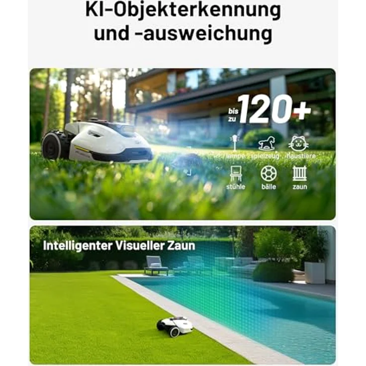 Mammotion YUKA 3000 Mähroboter, kabellos mit 4G-Modul, Auto-Kartierung, 50% Steigung, für Flächen von 3000m² bis 4000m², intelligente Objekterkennung – Bild 4