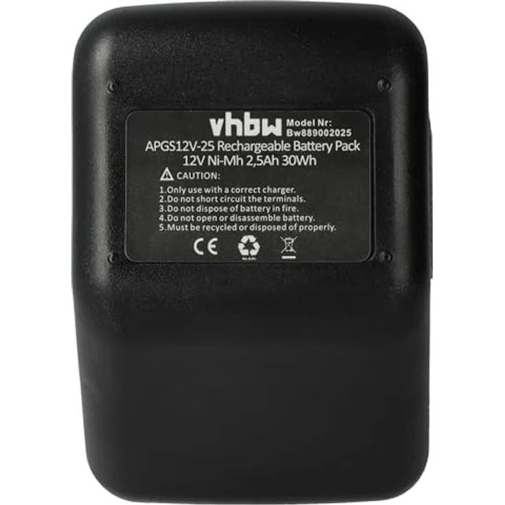 vhbw Akku Ersatz für Gesipa CPT12/2 EHD, 2500 mAh NiMH, 12 V, schwarz – Bild 3