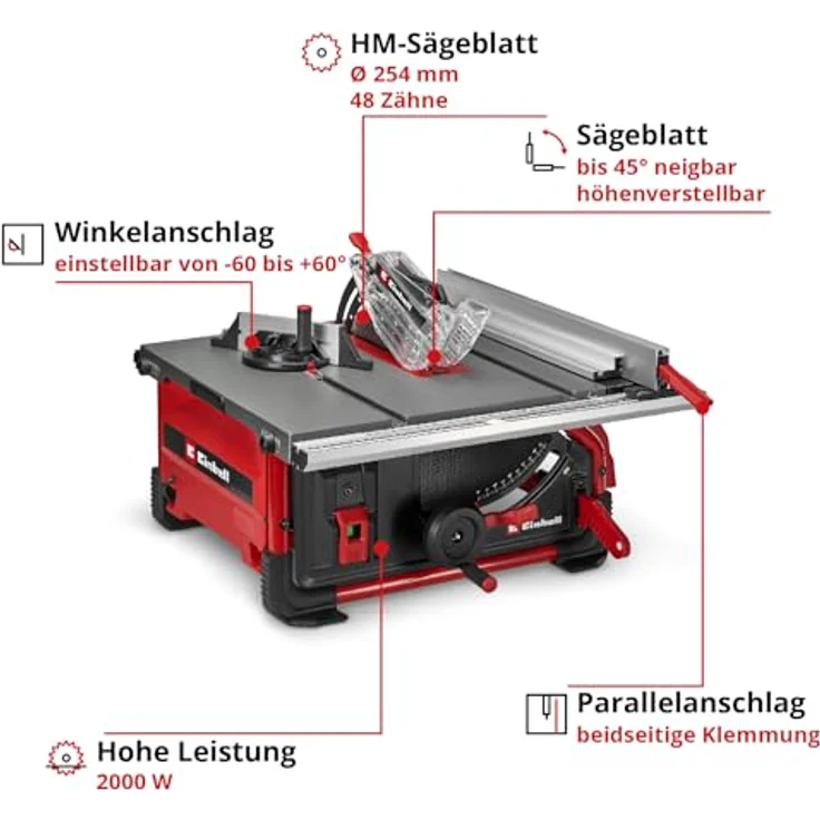 Einhell TE-TS 10 T, Tischkreissäge mit 1800 W, Aluminiumtisch und Softstart-Funktion – Bild 2