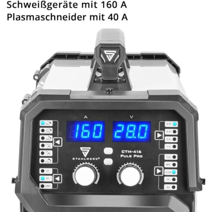 STAHLWERK Inverterschweißgerät CTM-416 Puls Pro, 6-in-1 Schutzgas, 20 - 160 A, synergischem Drahtvorschub – Bild 3