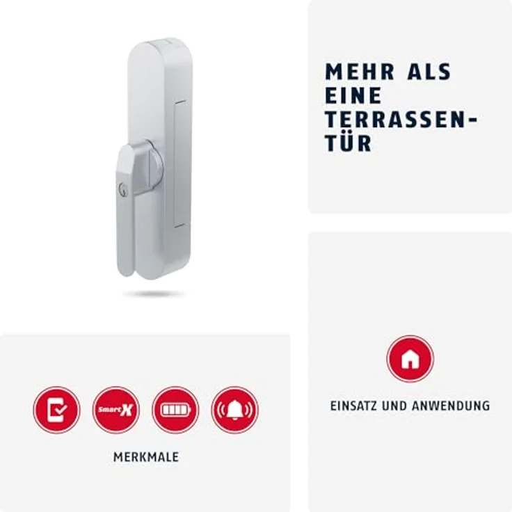 ABUS WINTECTO One – Smarter Fenstergriff mit Alarmfunktion für Terrassentüren, einfache Montage ohne Bohren, Silber, gleichschließend (AL0125) – Bild 2