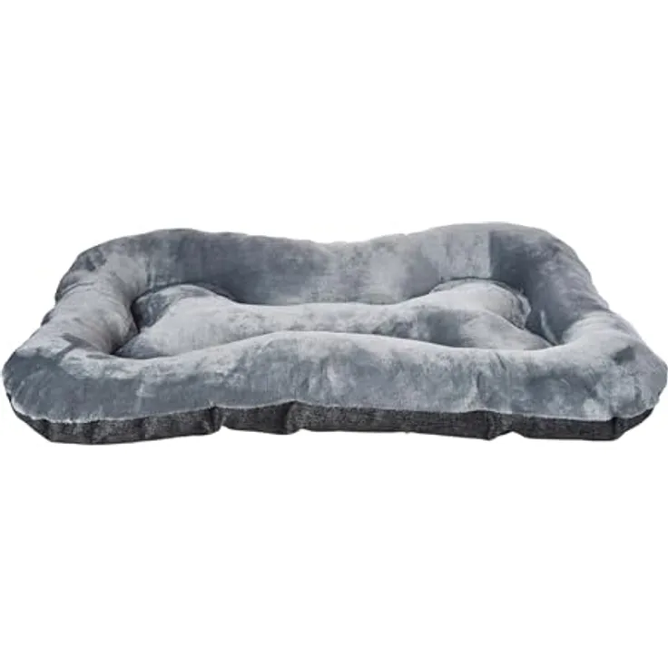 Dehner Lieblinge Kuschelkissen Cleo, Hundekissen/Katzenkissen aus recycelten Materialien, grau, Größe L, Anti-Rutsch-Boden
