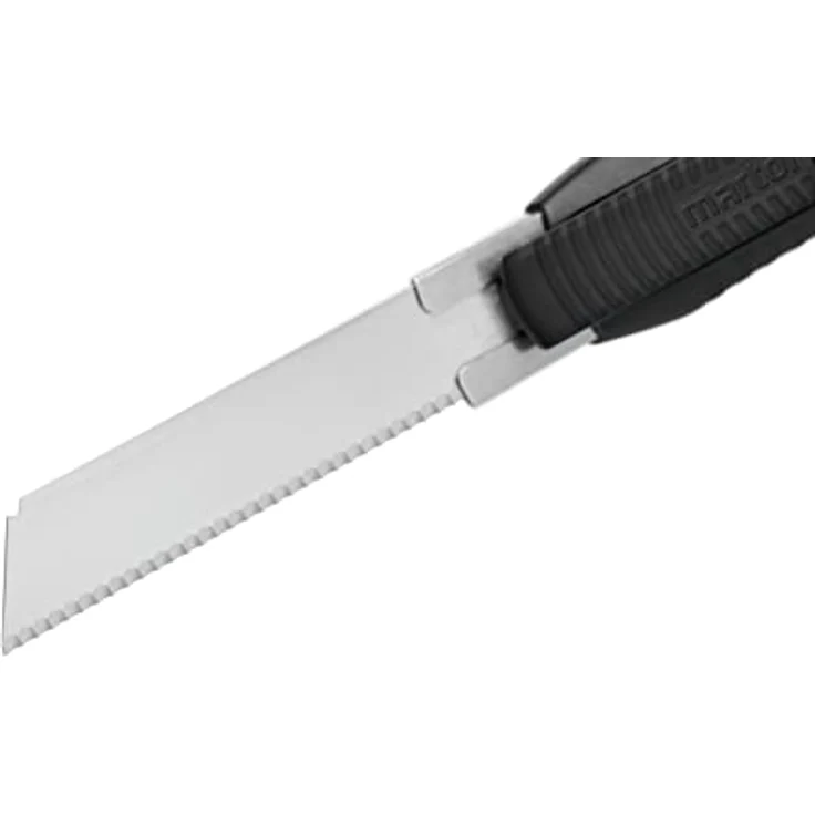 MARTOR Sicherheitsmesser Mit optionaler Klingenarretierung in 7 Stufen, SECUBASE 383, Profi Cuttermesser, Styroporklinge 379, Wellenschliff, Rechts- & Linkshänder, Handwerk, Schwarz, Silber, Blau – Bild 2