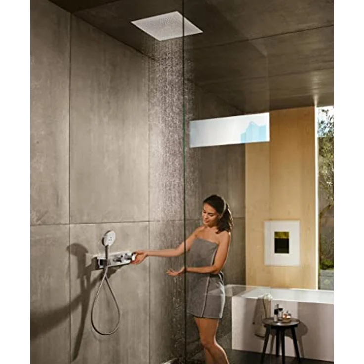 Hansgrohe Brausethermostat RainSelect für 2 Verbraucher, Unterputz mit integriertem Brausehalter - Weiß/Chrom – Bild 2